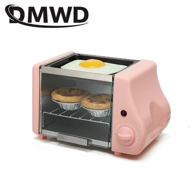 110V/220V Mini Electric Oven Roast Grill Toaster Cake Bread Maker Steak Fried Eggs Omelette Frying Pan Timer Breakfast Machine