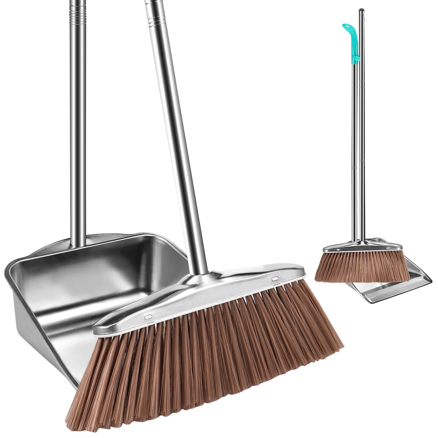 Dustpan Broom Set Household Broom Wiper Hair Sweeper Does Not Stick To Hair Stainless Steel Dustpan Home Garbage Cleaning Tools