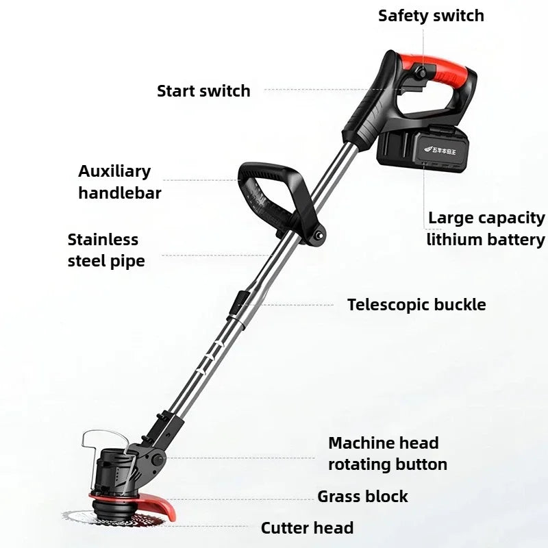 2800W Lawn Mower Tools High-power Charging Lawn Mower Electric Carbon Steel Blade Hoe Machine Garden Tool Multi Functional