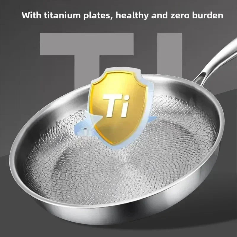 German Frying Pan Pure Titanium Pan Fish Scale Hammer Pattern Uncoated Non-stick Pan Induction Cooker Universal Steak Frying Pan