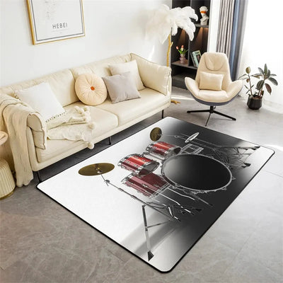 Drum Kit Carpet for Living Room Bedroom Decoration Music Instruments Area Rugs Non-slip Home Lounge Floor Mat Kitchen Doormat