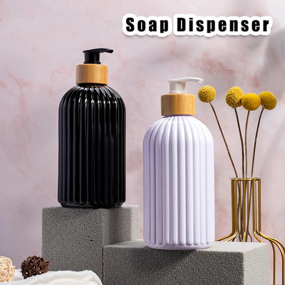 500ml Soap Dispenser with Bamboo Pump Refillable Hand Pump Bottle For Shampoo Conditioner Bathroom Liquid Lotion Container