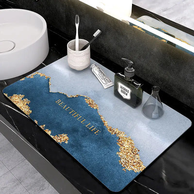 Diotomite Bathroom Mat Drain Pad Tableware Draining Pads Quick Dry Rug Kitchen Dinnerware Placemat Dish Drying Mat