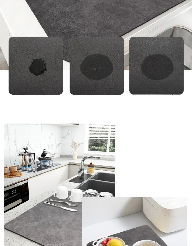 1 PIECE MULTI-PURPOSE ABSORBENT MAT FOR KITCHEN COUNTERTOP CUP DRAIN AND BOWL TRAY DRYER