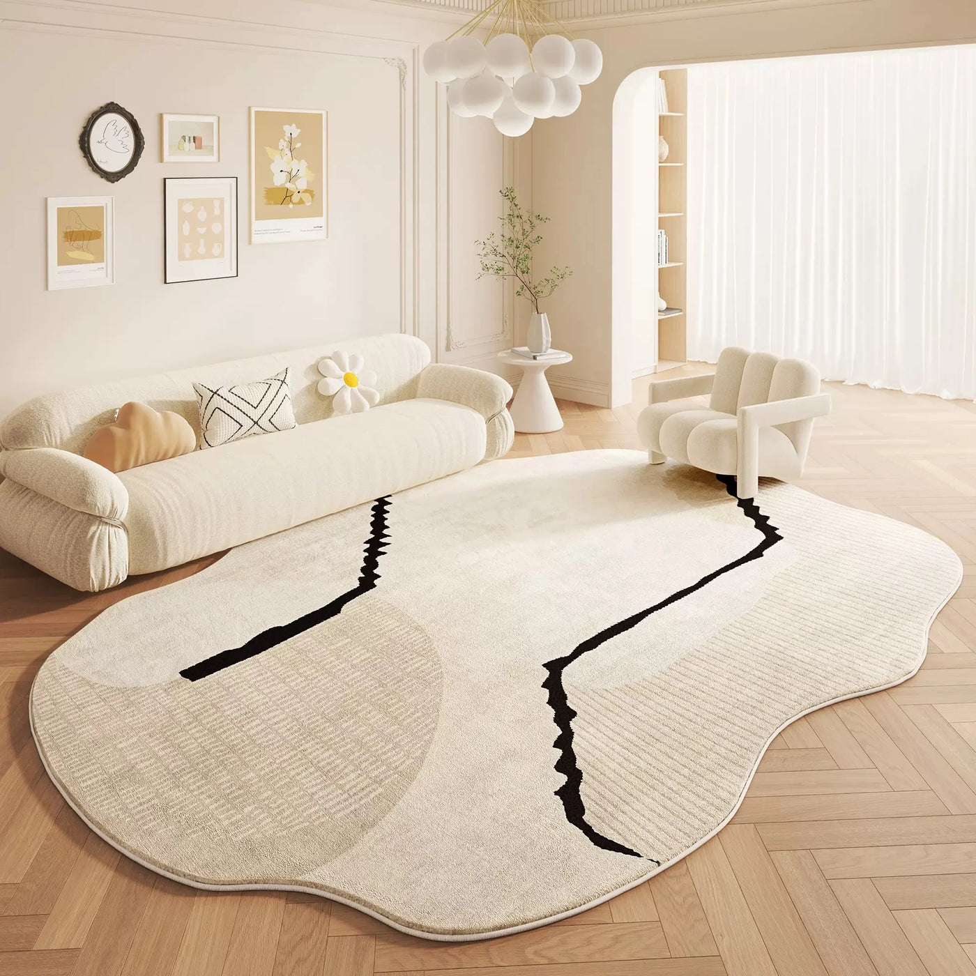 VIMAKA Cream Style Ins Light Luxury Imitation Cashmere Carpet Living Room Bedroom Sofa Dirt Resistant Carpet Home Decoration