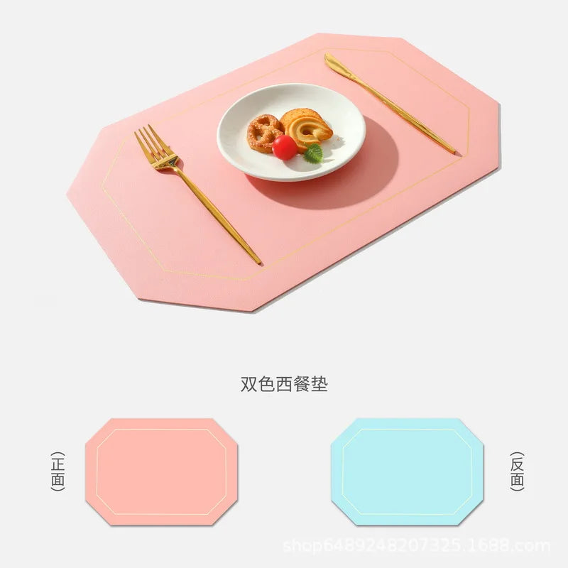 Pure Color Double-Layer Square Leather Placemat Nordic Ins Western Placemat Oil-Proof Table Mat PVC Plate Mat