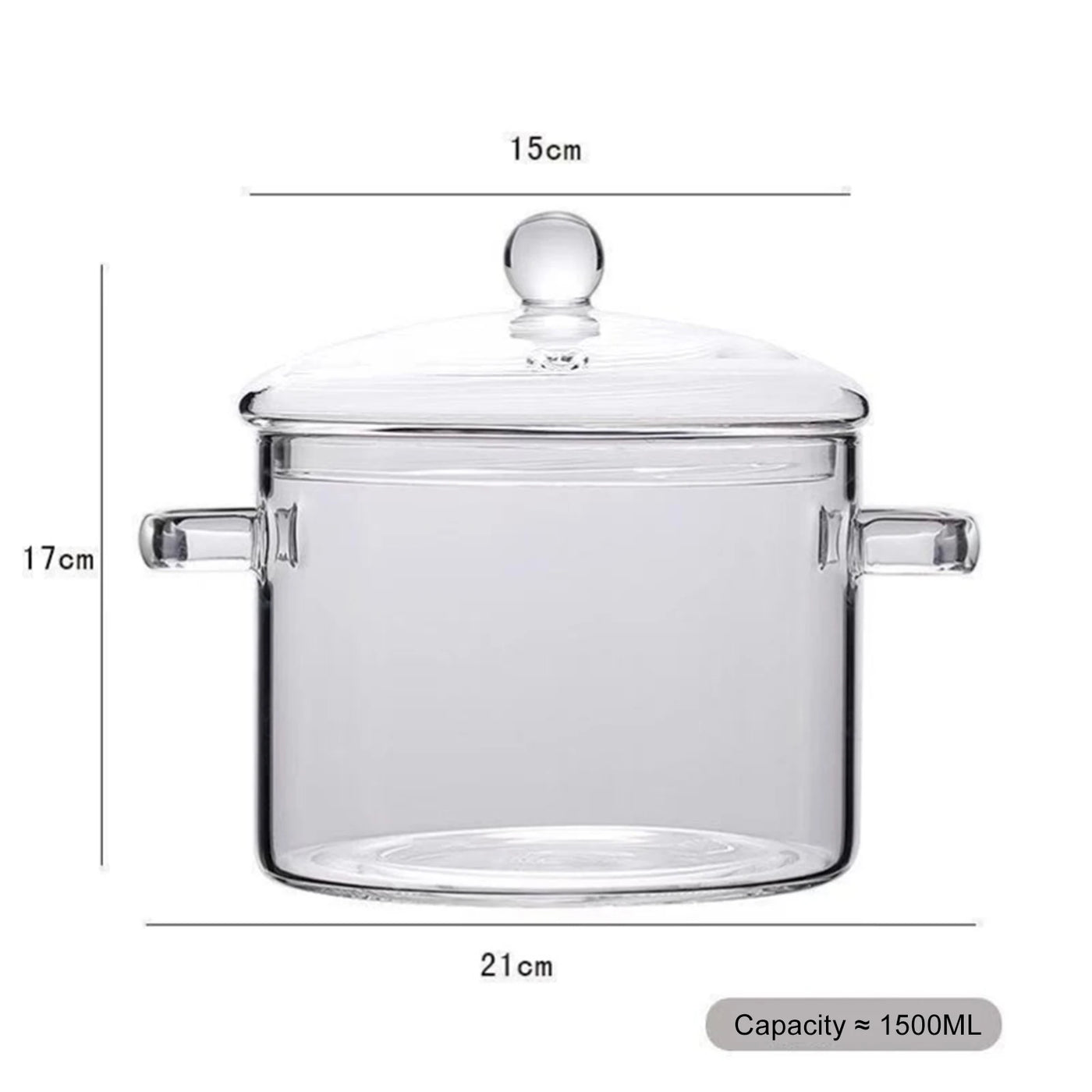 Transparent Soup Pot Heat Resistant High Borosilicate Glass Dual Handles Nonstick Glass Saucepan With Cover Kitchen Cooking Tool