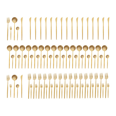 90Pcs Gold Flatware Cutlery Set Stainless Steel Silverware Utensil Kitchen Tableware Forks Knives Spoons Cutlery