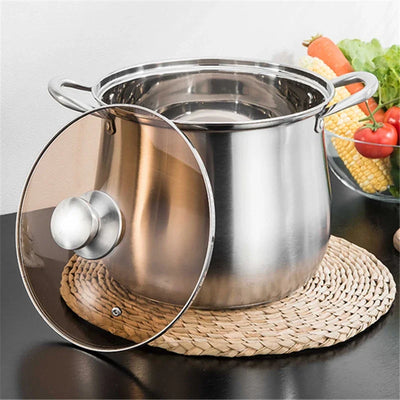 24cm Stainless Steel Soup Pot Large Capacity Home Cooking Pot Stew Chicken Induction Cooker Gas Stove Universal Kitchen Cookware