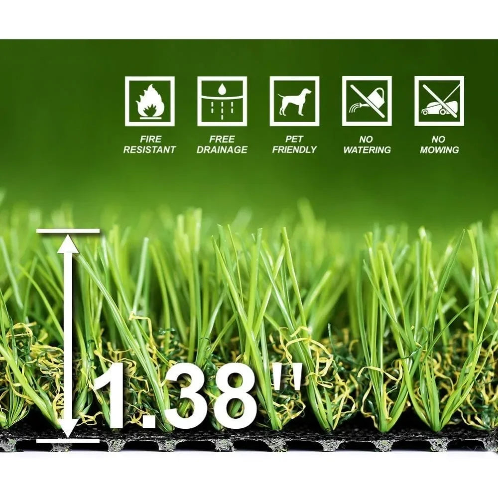 Lawn Realistic Thick Artificial Grass Turf -Indoor Outdoor Garden Lawn Landscape Synthetic Grasses Mat - Thick Fake Grass Rug