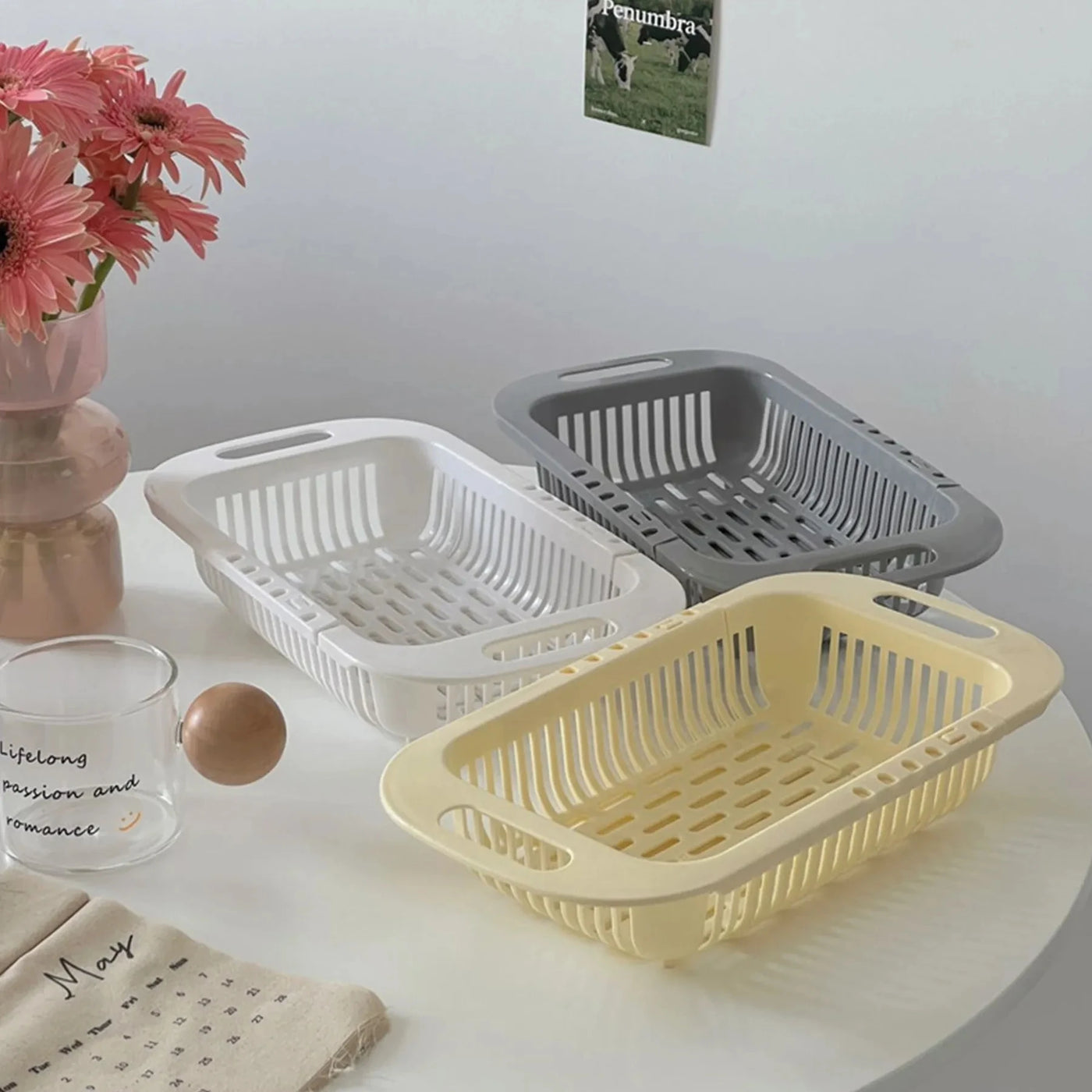 Drain basket bowl rack Kitchen fruit basin storage rack sink retractable sink storage rack