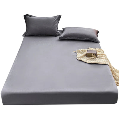 Premium Solid Color Brushed Fitted Sheet,Ultra-Soft Sateen Weave for Cozy Nights - Hypoallergenic and Easy Care Bedding