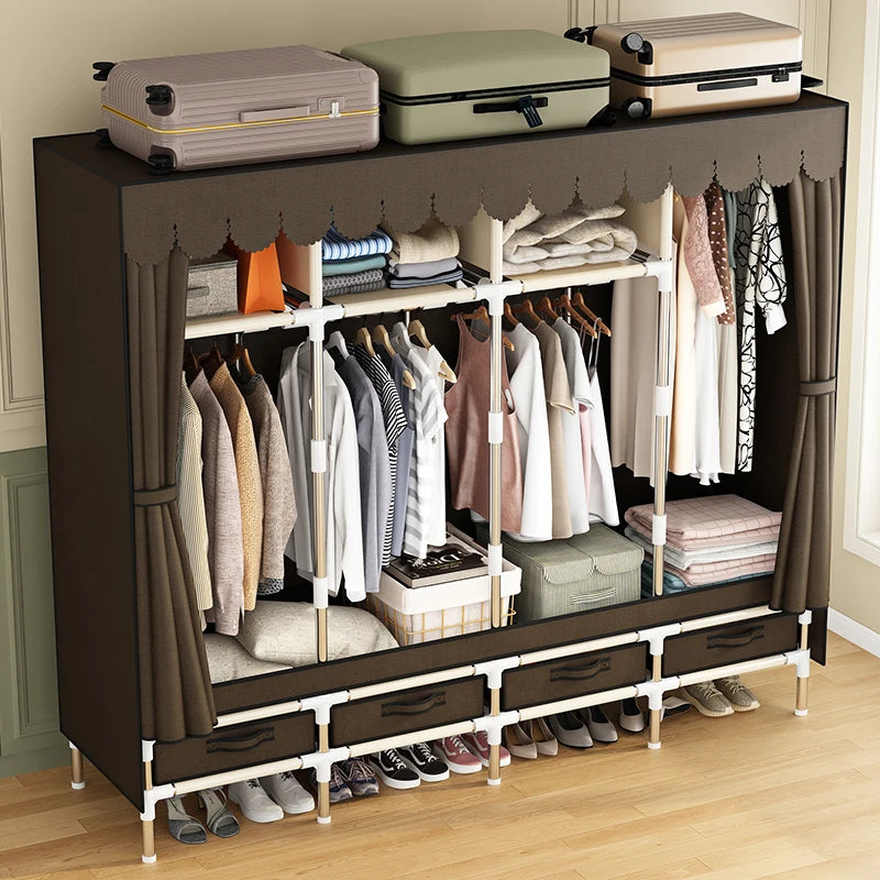 Simple wardrobe, assembled wardrobe, new sturdy and durable home bedroom with drawers