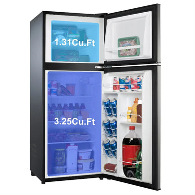 Galanz 4.6. Cu ft Two Door Mini Refrigerator with Freezer, Stainless Steel