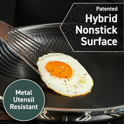 Hybrid Nonstick 14-Inch Frying Pan with Steel Lid, Great for Braising, Dishwasher and Oven Safe, Induction Ready