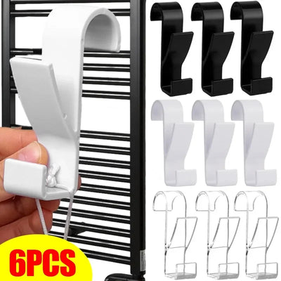 3/6PCS Bathroom Hanger Clips Heated Towel Radiator Rail Hook Holder Multifunction Drying Rack Hook Towel Clothes Storage Hanger