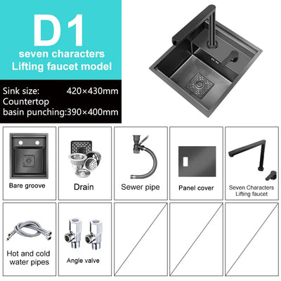 Hidden Bar Sink Stainless Steel Kitchen Sink Apartment Small Single Slot Touring Car Dishwashing Sink With Cover Plat Wash Basin