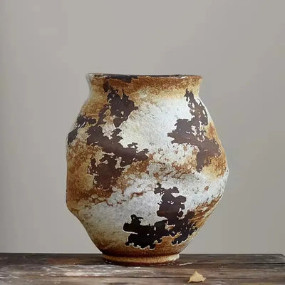 Jingdezhen Retro Wabi-sabi Rough Ceramic Handmade Vase B&B Pottery Jar New Chinese Style Dried Flower Succulent Flower Pot Home