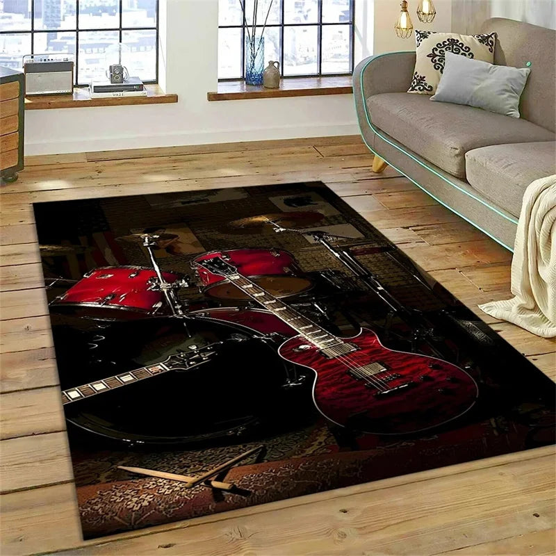 Drum Kit Carpet for Living Room Bedroom Decoration Music Instruments Area Rugs Non-slip Home Lounge Floor Mat Kitchen Doormat