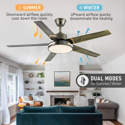 Modern LED Ceiling Fan With Light 52Inches DC Motor Reversible Blades Remote Control Led Fans Lamp With Lights