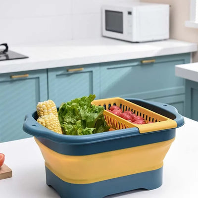 Foldable Strainer Fruit Vegetable Washing Basket Colander Dish Drainer Silicon Collapsible Drainer Kitchen Storage Tool