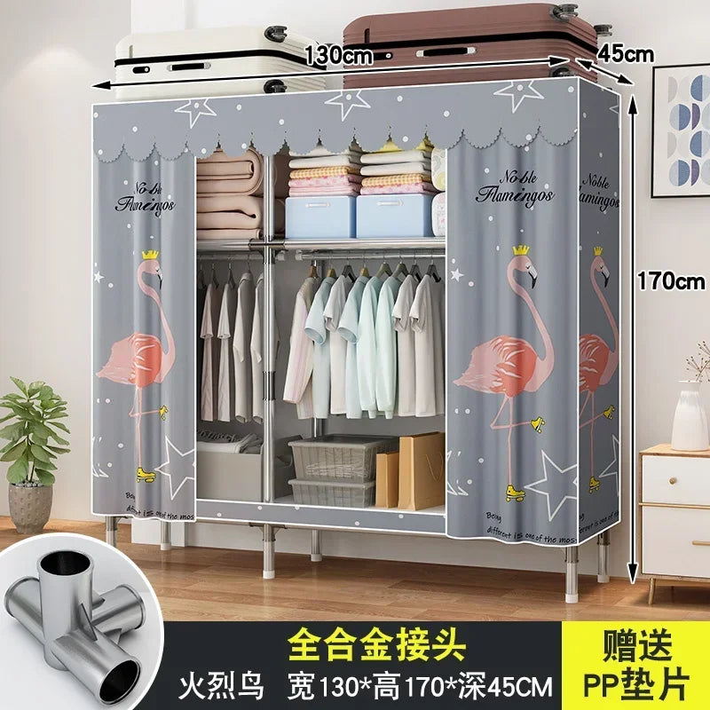 Simple Steel Frame Wardrobe  Easy Assembly, NonWoven Fabric Closet, Durable Storage Solution, Bedroom Organization