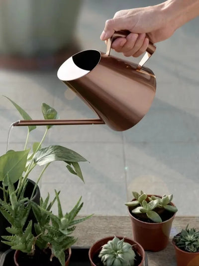 Long mouth Stainless Steel Watering Can Home Metal Vintage Spraying Pot Ancient Copper Cone Garden Watering Pot