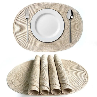 Oval Table Place Mats Pad Braided Non-slip Heat Insulation Placemat Kitchen Accessories Farmhouse Decor Bowl Dish Pad Mat