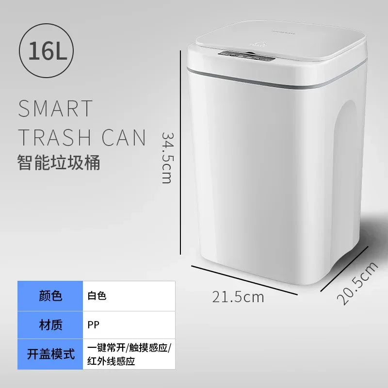 16L Smart Trash Can Automatic Sensor Dustbin Electric Waste Bin Waterproof Wastebasket For Kitchen Bathroom Recycling Trash