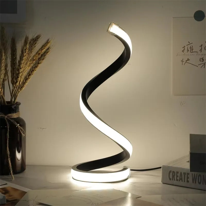 1Pc Modern Minimalist LED Spiral Table Lamp Modern Three Speed Dimming USB Power Button Switch Bedroom Decorative Table Lamp