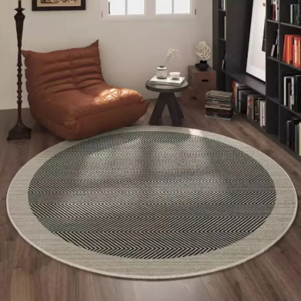 VIKAMA Nordic Classic Folk Style Round Loop Fleece Rug Room Bedside Study Sofa Coffee Table Stain and Slip Resistant Carpet