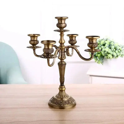 Home decor Bronze Candelabra Metal 5/3 arms Candle Holders Wedding Decoration Candlesticks Event Candle Stand Table Centerpiece