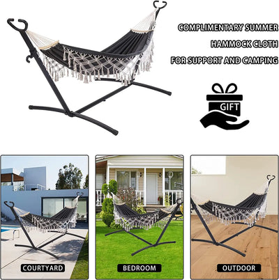 Double Outdoor Hammock Camping Indoor Leisure Hammock Exotic Style Tassel Curved Stick Camping Hammock