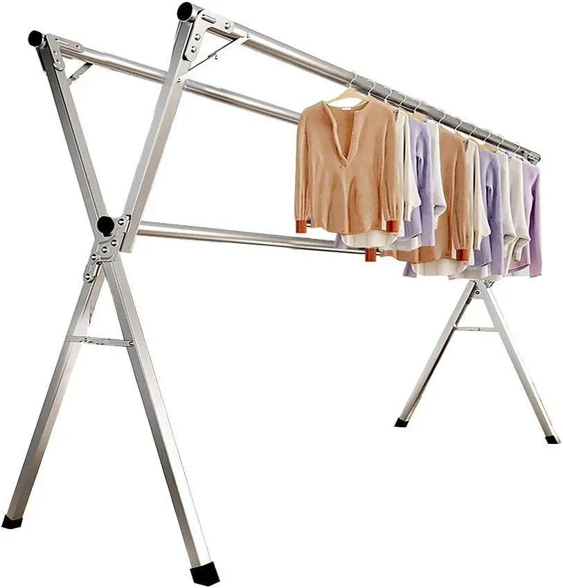 Clothes Drying Rack for Laundry Foldable Free of Installation Adjustable Stainless Steel Garment Rack