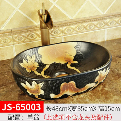 Jingdezhen Art Inter-Platform Basin Chinese New Style Ceramic Washbasin Bathroom Table Wash Basin