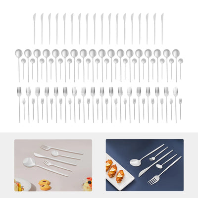 24Pcs/90Pcs Flatware Set Stainless Steel Silverware Utensil Kitchen Tableware Forks Knives Spoons Cutlery for Home Restaurant