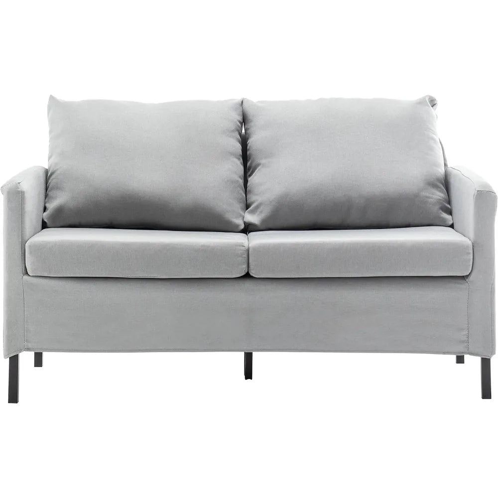 Sofa with 2 Seats, Compact 2-Seater with Metal Legs for Small Spaces, Deep Seated Comfort, Sofa with 2 Seats