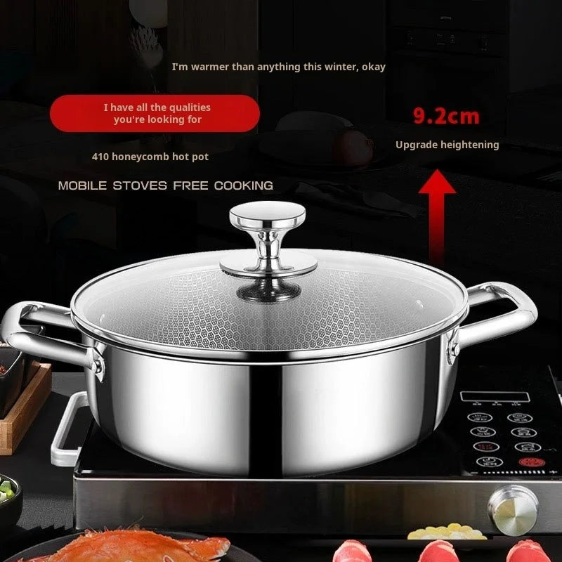 28CM Stainless Steel Soup Pot Household Non-stick Pot Smokefree Hot Pot Special Soup Pot Induction Gas Stove Universal Soup Pot