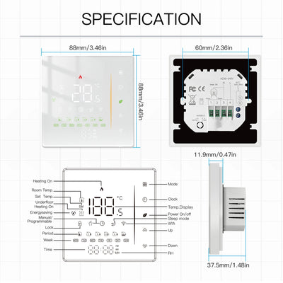 MOES Zigbee Thermostat Room Temperature Controller of Water/Electric Floor Heating Gas Boiler Humidity Tuya Work with Alex 5A16A