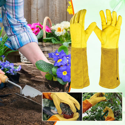 1 Pair Long Thorn Proof Rose Pruning Gloves Breathable Leather Gardening Gloves Labor Protection Long Elbow Gloves for Women Men