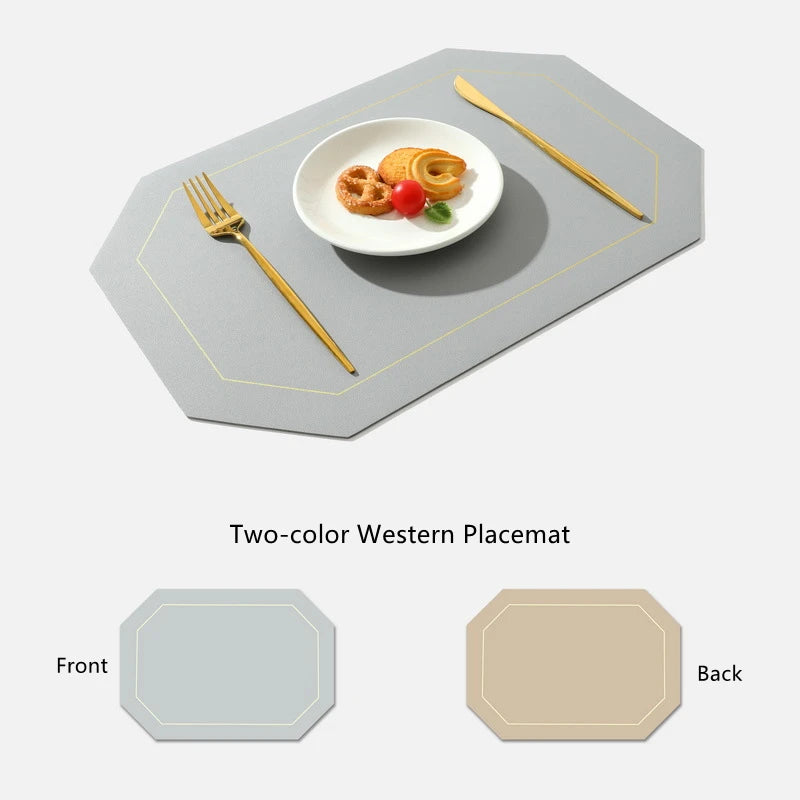 Pure Color Double-Layer Square Leather Placemat Nordic Ins Western Placemat Oil-Proof Table Mat PVC Plate Mat