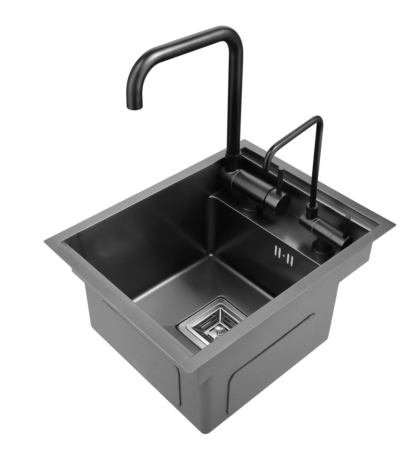 Black Hidden Kitchen Sink Bowl Bar Stainless Steel Balcony Sink Concealed Black Kitchen Sink Bar  with Clean Water Tap