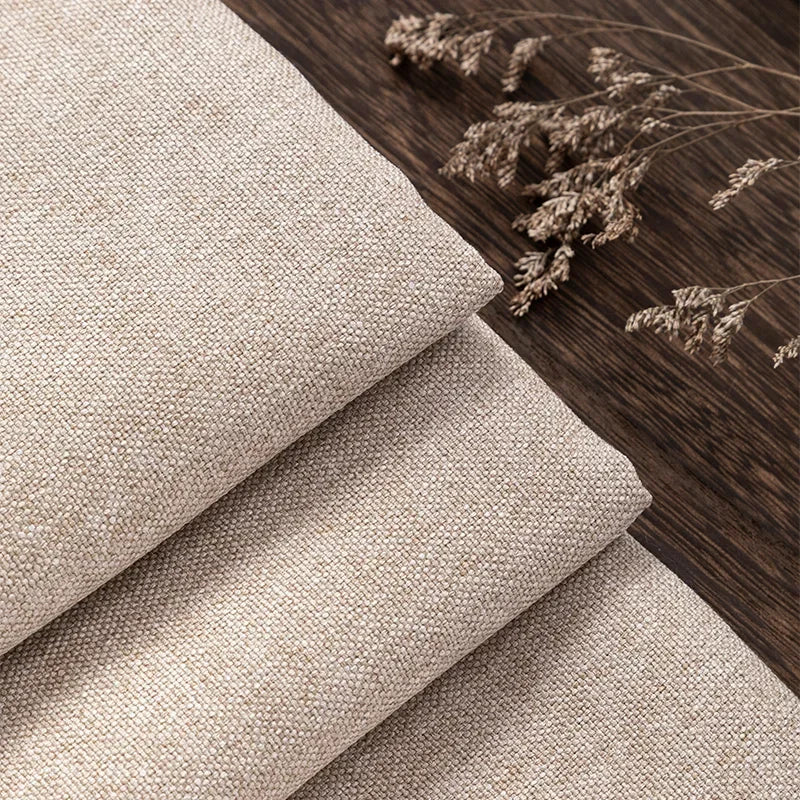 Thickened Plain Linen Fabric Fine By The Meter for Tablecloth Bags Pillow Cushion Cover Sewing Sofa Cloth Wearable Beige Gray