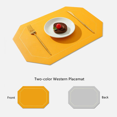 Pure Color Double-Layer Square Leather Placemat Nordic Ins Western Placemat Oil-Proof Table Mat PVC Plate Mat