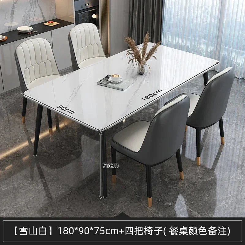 Design Luxury Dining Table Modern Living Nordic Minimalist Dining Table Rectangle Waterproof Set Sala Da Pranzo Home Furniture