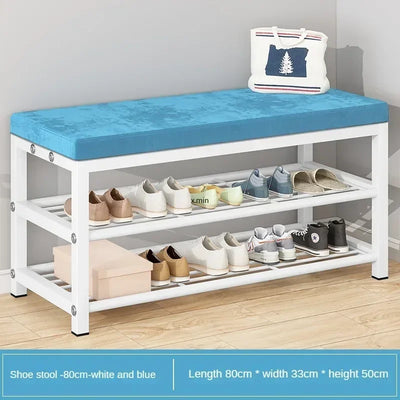 Mobile Coat Rack Shoe Bench Bedroom Metal Hanging Clothing Home Entryway Furniture Clothes Rack Shoe Bedroom Stool