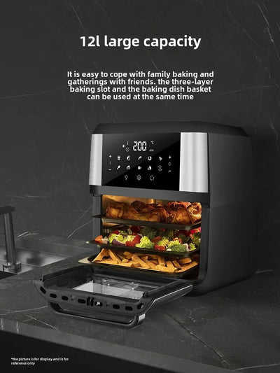 RONGEO metal inner pot air fryer, a new type of large capacity intelligent visual electric oven all-in-one household appliance