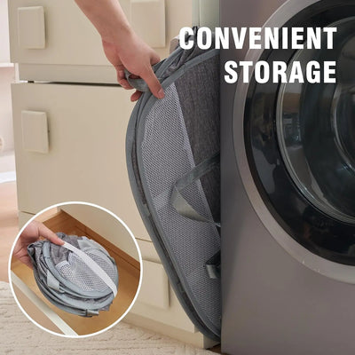 Collapsible Laundry Basket Foldable Pop Up Hamper with Reinforced Carry Handles for Laundry Bathroom Dorm or Travel