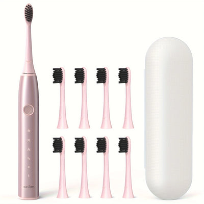 Electric Toothbrush Tooth Brush USB Rechargeable Adult Ultrasonic Teeth Cleaning 8 Replacement Toothbrush Heads