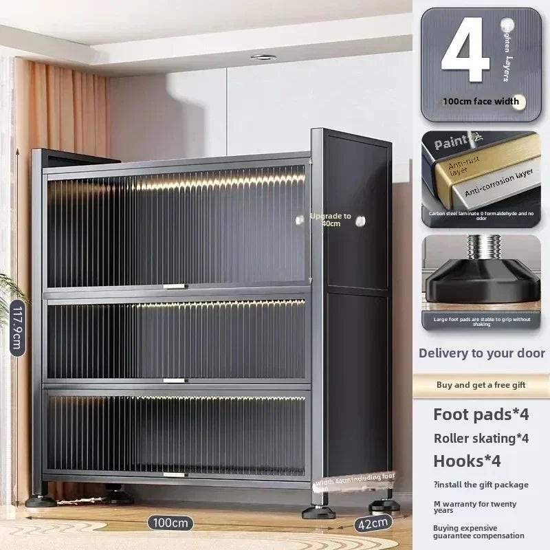 Storage Racks Multi-layer Storage Cabinets, Thickened Carbon Steel, Stainless Steel Feet, Suitable for Kitchen Living Room